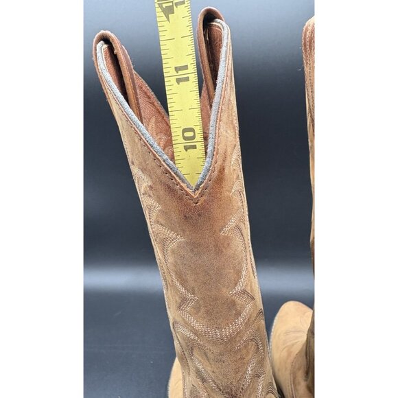 Ariat Western Cowboy Boots Mens 10D Heritage Stockman Distressed Brown Work GUC - Picture 9 of 16